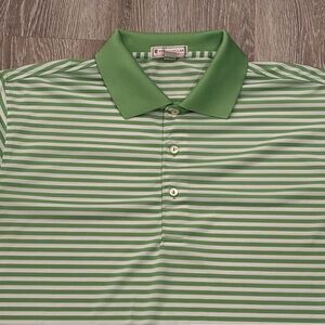 Peter Millar Summer Comfort Polo Shirt Mens Large Green White Stripe Golf
